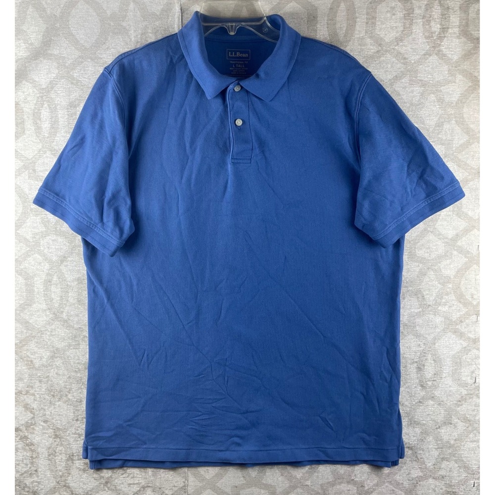 LL Bean Double L Polo Mens L Tall‎ Blue Excellent Traditional Fit Cotton Shirt